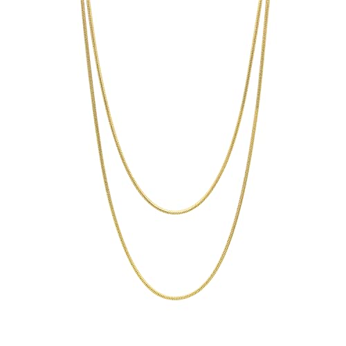 KristLand 18 Karat Vergoldete Titan Stahl Halskette Schlichtes Design Schicht Choker Schlangenknochen Ketten Halskette für Frauen Damen Party Geburtstag Geschenkbox Tägliches Tragen Schmuck von KristLand
