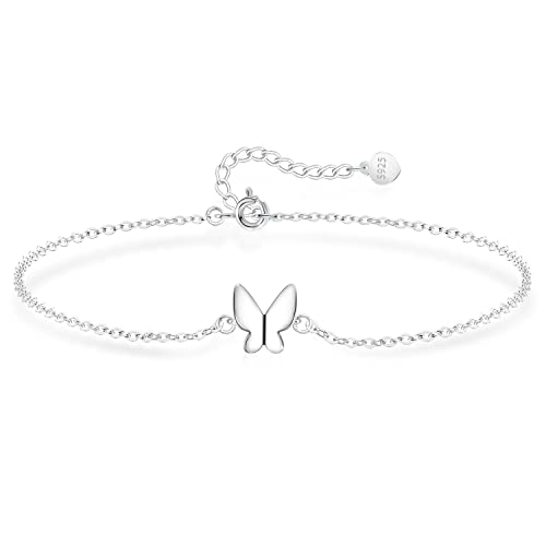 KristLand 925 Sterling Silber Amband Damen Schmetterling Armschmuck, Empfindlich Klein Liebe ArmKette Verstellbare Kette, Kommt in Schmuck Geschenk Box von KristLand