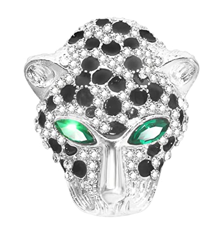 KristLand Animal Panther Brosche mit Voller Kristall Wildtiere Kristalle Strass Leopard Katze Brosche für Damen Herren Schultasche Brosche Party Geburtstag Geschenkbox Silber Farbe von KristLand