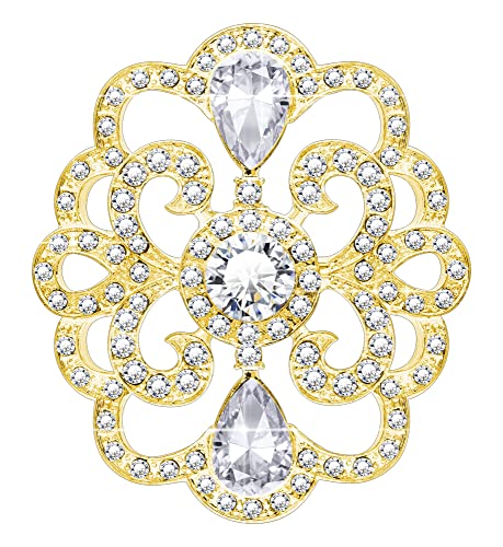KristLand Barock Brosche Retro Art Deco Vergoldet Outfits Brosche mit Sparkly Crystal Hochzeit Party Braut Geburtstag Geschenk für Damen von KristLand