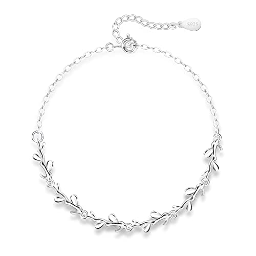 KristLand Blatt Armband 925 Silber Armband Sterling Silber Armband Handkette weiß vergoldet verstellbares Silber Armband Jahrestag Geburtstagsgeschenke für Frauen Damen Mädchen von KristLand