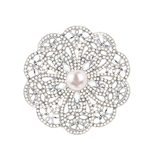 KristLand Blume Brosche Diamant Legierung Perle Corsage Damen Pin mit Schmuckschatulle Mantel/Kleid/Hochzeit tragbar von KristLand