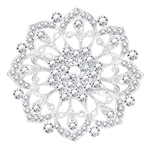 KristLand Blumen Brosche Retro Art Deco Kristall Corsage Weiß Vergoldet Mode Blumen Outfits Brosche Hochzeit Party Braut Geburtstag Geschenk für Frauen Damen von KristLand