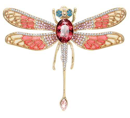 KristLand Brosche mit Libelle Corsage mit Glitzernden Kristallsteinen Weiß Vergoldete Outfits Brosche Abzeichen Zubehör Schmuck Geschenkbox Libelle Brosche für Frauen Damen Mädchen von KristLand