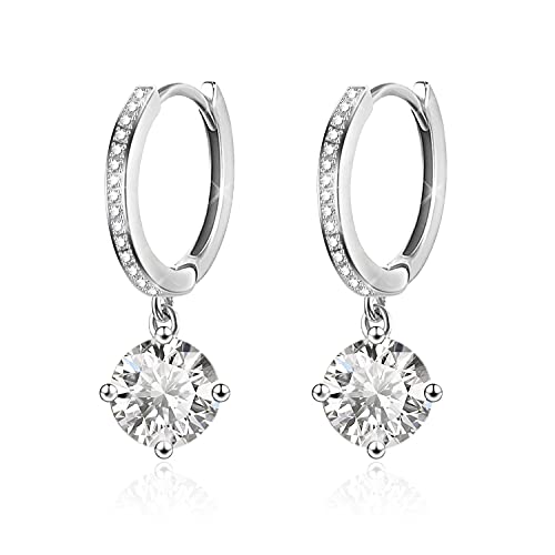 KristLand Creolen Baumeln 18K Vergoldet Runder Anhänger Kralle Hochwertiger Zirkonia Schmuck für Damen Mädchen Damen von KristLand