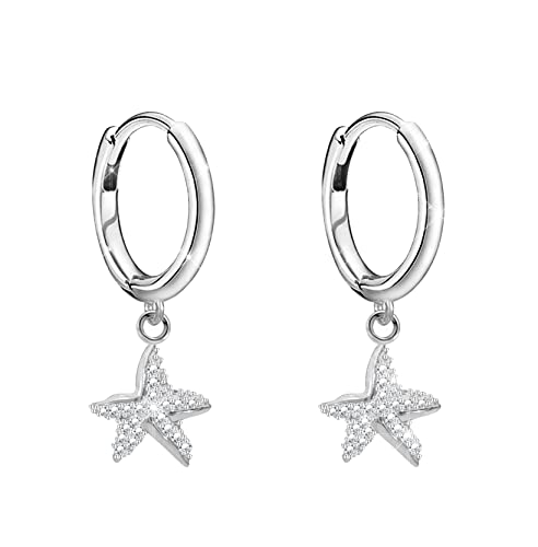 KristLand Damen Creolen Ohrringe 925 Sterling Silber Zirkonia Liebe Herz Kreuz Feder Stern Weihnachtsbaum Einfach Modeschmuck Neujahr Weihnachten Geburtstagsgeschenk von KristLand