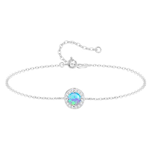 KristLand Damen Armband Sterling Silber Opal Anhänger Zirkon Intarsien Schmuckschatulle Mädchen Hochzeit Party von KristLand