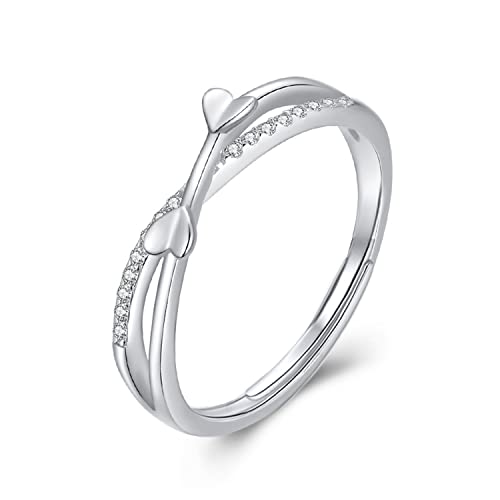KristLand Damen Love Unlimited 925 Sterling Silber Zirkon Ring Verstellbarer Ring Ehering für Frau Valentinstag mit Schmuckschatulle von KristLand