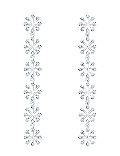 KristLand Damen Ohrringe Silber 925 Lange Quasten Funkelnd Zirkonia Blume Tropfen Ohrhänger Hängend Ohrstecker Kommt in Schmuck Geschenk Box von KristLand