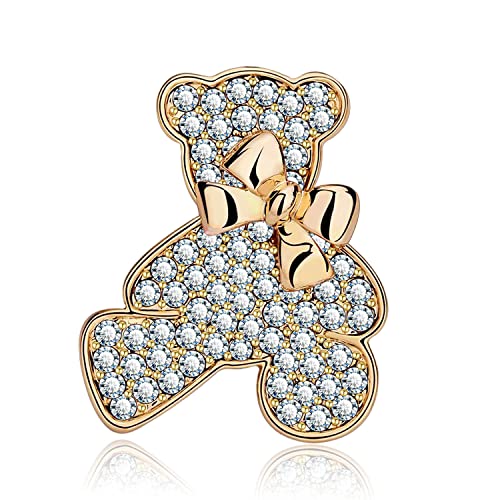 KristLand - Damen österreichischen Kristall mit Emaille Niedlichen Tier Brosche Corsage Schal Clips für Männer/Frauen Schmuck Gold Tone Bear Bownout von KristLand