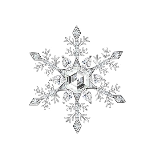 KristLand Drehbare Schneeflocken-Brosche mit drehendem Zirkonia-Zentrum Vergoldet Winter Weihnachts Schmuck Geschenk für Damen von KristLand
