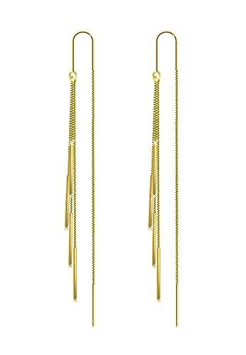 KristLand Retro 925 Sterling Silber Ohrstecker Kette Quaste Lange baumeln Ohrstecker Weißgold vergoldet Hochzeiten/Braut/Frau Schmuck Faden Dünne Streifen Quaste von KristLand