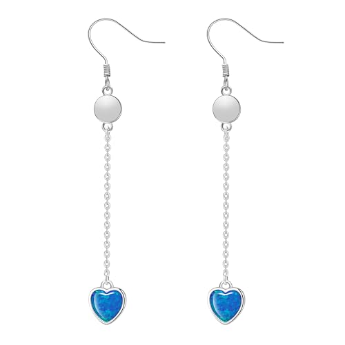 KristLand Frauen Damen 925 Silber Ohrhänger - Blauer Opal mit Kette & Zirkonia in Geschenkbox von KristLand