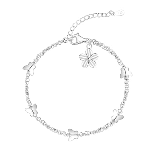 KristLand Frauen Schmetterling Armband 925 Sterling Silber Kette vergoldet verstellbar Silber Armband Party Geburtstag Hochzeit Geschenk für Damen und Mädchen von KristLand