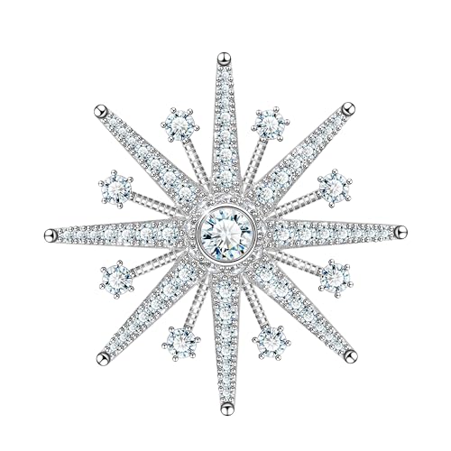 KristLand Funkelnde Stern Brosche Pin Für Frauen Männer Mode Zierlich Revers Pins mit Schönen Zirkonia Stein Kleid Anzug Bouquet Schmuck Weihnachten Winter Urlaub Hochzeit Geburtstag Geschenke von KristLand