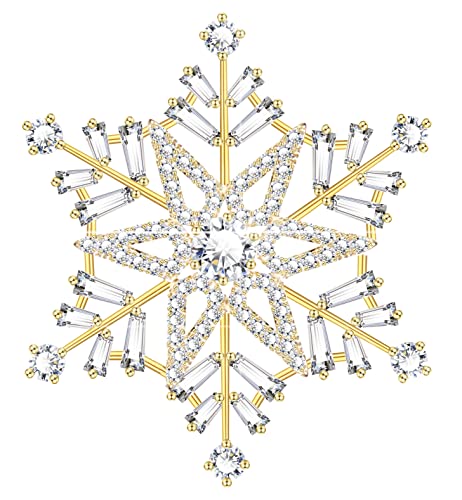 KristLand Gold plattiert Haarklammer Pin Schneeflocke Elegante Blume Brosche mit funkelnden Zirkonia Stein Party Weihnachten Hochzeiten Braut Geschenk Box für Frauen Damen von KristLand