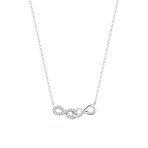 KristLand Halskette Damen Sterling Silber 925 mit Zirkonia Infinity Halskette Liebe Unendlichkeit Damen Kette mit Anhänger für Mädchen Frauen mit Geschenkbox von KristLand