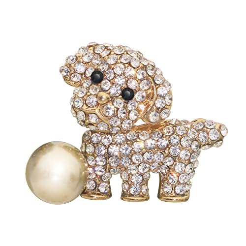 KristLand Hunde Brosche Kristall Tiere Brosche Corsage Art Deco Mode Süßes Hündchen mit Perle Brosche Geburtstag Partygeschenk für Frauen Damen Mädchen von KristLand