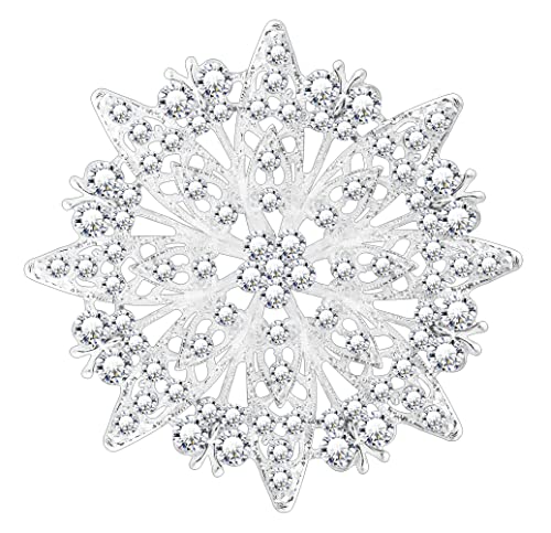 KristLand Kristall Snowflake Brosche Blume Braut Brosche für Frauen Damen Art Deco Retro Winter Mantel Schal Pin Hochzeit Party Geburtstag Brautjungfer Geschenk von KristLand