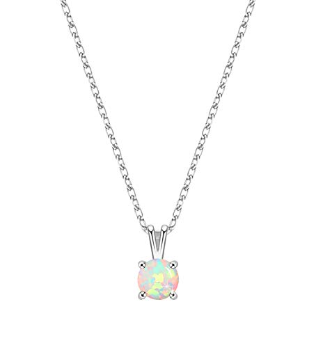 KristLand Moonlight Collection S925 Silber Halskette mit Opal Einfaches Design Zarte Runde Anhänger für Frauen Freundin Frau Tochter Geschenkbox Opal von KristLand