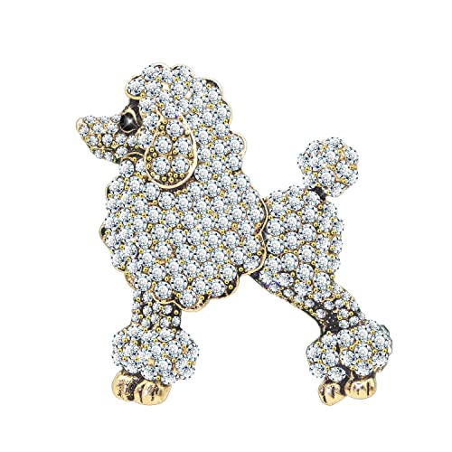KristLand Nette Tiere Hund Brosche Pudel Brosche Pin emailliert mit glitzernden Kristallen für Frauen Damen Hochzeitsgesellschaft Geburtstag Kostüm Braut Geschenke von KristLand