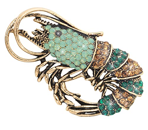 KristLand Niedliche Vintage Ozean Tier Brosche mit Kristallen Strass Garnelen Broschen für Männer Damen Strand Geburtstag Weihnachten Party Geschenkbox Anstecknadel von KristLand
