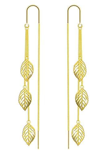 KristLand Ohrringe mit Tropfenkette Goldkette Quaste Lange Ohrringe Ohrstecker aus 925er Sterling Silber Vergoldeter Schmuck Geschenk für Frau Damen Mädchen von KristLand