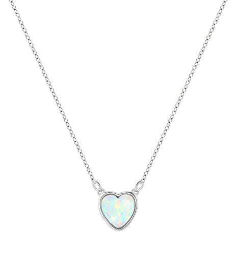 KristLand Opal Herz Halskette 925 Sterling Silber Vergoldet Halskette Silber Opal Halsketten für Frauen Schwarz Grün Opal Anhänger Geschenke für Damen Mädchen von KristLand