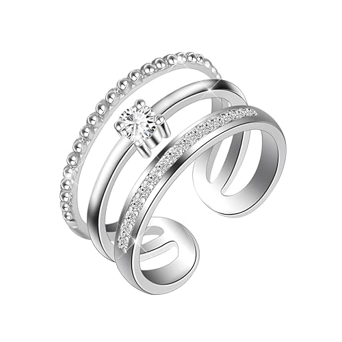 KristLand Opal Ring für Frauen Sterling Silber Verstellbarer Offener Ring mit Liebe und Kreuz Element Design Silber Ring Geburtstag Urlaub Schmuck Geschenk für Damen Mädchen von KristLand