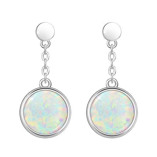 KristLand Opal Tropfen Ohrringe Opal Sterling Silber Ohrringe 925 Silber Ohrringe mit Rundem Opal Stein für Frauen Damen Mädchen Geburtstag Urlaub Geschenk von KristLand