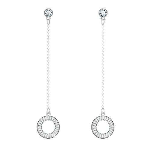 KristLand Runde baumeln Ohrringe für Frauen 925 Sterling Silber Ohr Pin vergoldet Drop Kette Ohrringe mit funkelnden Cubic Zirkonia täglich tragen Party Geburtstag Geschenke von KristLand