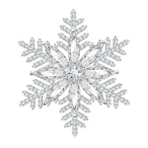 KristLand Schneeflocken Brosche mit Funkelndem Zirkonia Stein Vergoldet Elegant Luxus Blume Brosche Schals Outfits Pin für Frauen Damen Weihnachten Hochzeiten Geburtstag Party Geschenk von KristLand