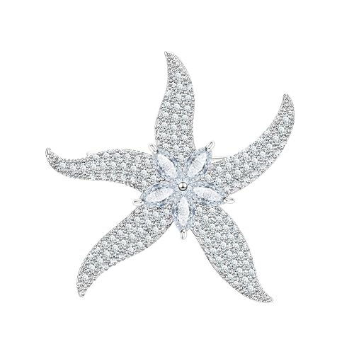 KristLand Seestern Brosche mit Schöner Zirkon Corsage Vergoldete Brosche Meerestier-Brosche Tasche Brosche Party Geburtstag Geschenkbox Damen von KristLand