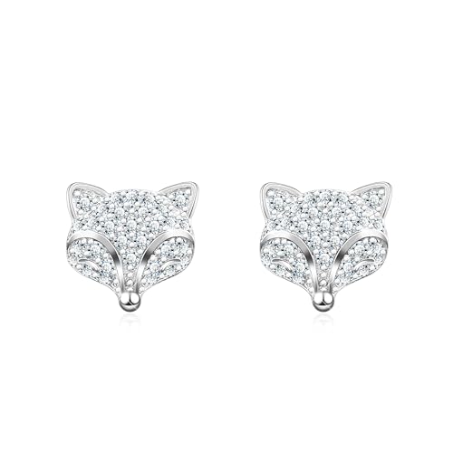 KristLand Silber Fuchs Ohrringe für Frauen Sterling Silber Fuchs Ohrstecker Vergoldeter Ohrring mit Cubic Zirkonia Jeden Tag Schmuck Geschenk für Frau Damen Mädchen von KristLand