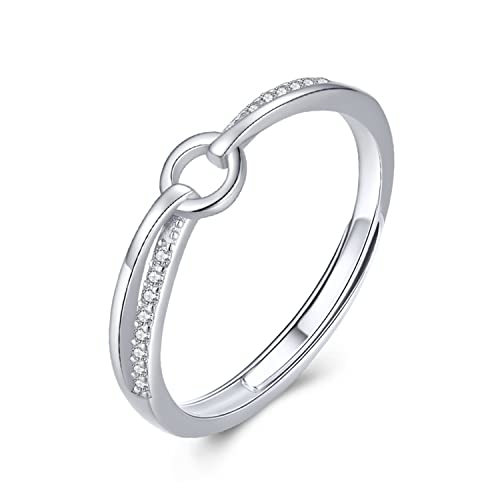 KristLand Sterling Silber Ring Damen Ring Verstellbarer Ring 925 Silber Offener Ring mit Zirkonia Muttertags Geburtstagsgeschenk für Damen von KristLand