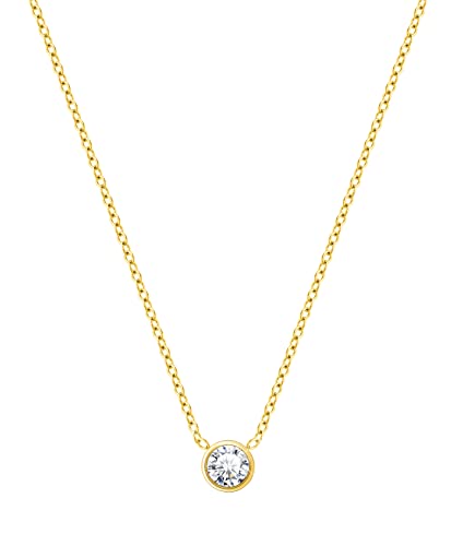 KristLand Titan Halskette Damen 18 Karat Vergoldetem mit Funkelnd Zirkonia Anhänger Schlichtes Design Anhänger Party Geburtstags Geschenk für Damen Mädchen von KristLand