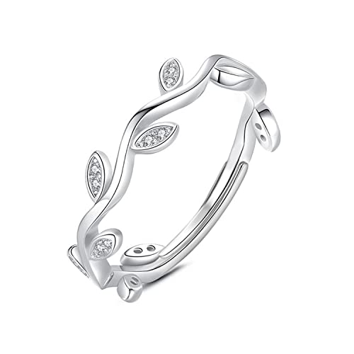 KristLand Trauringe 925 Sterling Silber Damen Unendlichkeitsring Zirkonia Olivenblatt Verstellbarer Ring mit Schmuckschatulle für Paar Jahrestagsgeschenk von KristLand