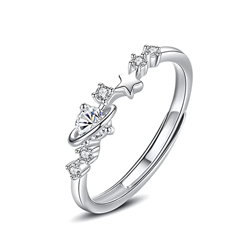 KristLand Verstellbare Ringe Aus Sterling Silber für Damen Stern Element Ringe Offener Ring 925 Silber mit Zirkonia für Damen Mädchen von KristLand