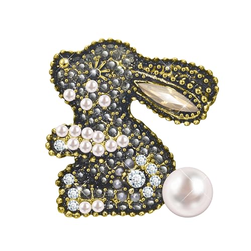 KristLand Vintage Kaninchen Brosche Voll Kristall Tier Brosche Corsage Art Deco Retro Niedliche Häschen Brosche Geburtstag Party Geschenk für Damen Herren von KristLand