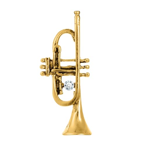 KristLand Vintage Kristall Funkeln Musikinstrument Brosche Anstecknadel Art Deco Retro Trompete Brosche für Männer Frauen Geschenkbox für Geburtstagsfeiern von KristLand