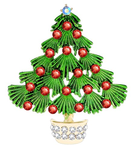 KristLand Vintage Kristall Weihnachtsbaum Brosche Pin Retro Brosche Schal Anzug Geburtstag Weihnachten Party Geschenk für Frauen Männer von KristLand