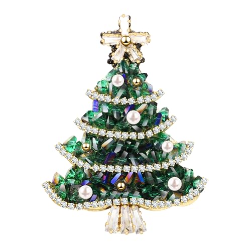 KristLand Vintage Kristall Weihnachtsbaum Brosche Pin Retro Brosche Schal Anzug Geburtstag Weihnachten Party Geschenk für Frauen Männer von KristLand
