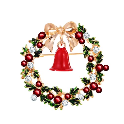 KristLand Weihnachtskranz Brosche Damen Weihnachten mit Glitzernder Kristallstein Brosche Schal Clips für Männer Frauen Schmuck von KristLand