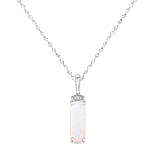 KristLand Weiße Opal Anhänger Halskette 925 Sterling Silber Halskette Mit Funkelnden Cubic Zirkonia Stein Geburtstag Weihnachten Hochzeit Geschenk Für Frauen Damen von KristLand