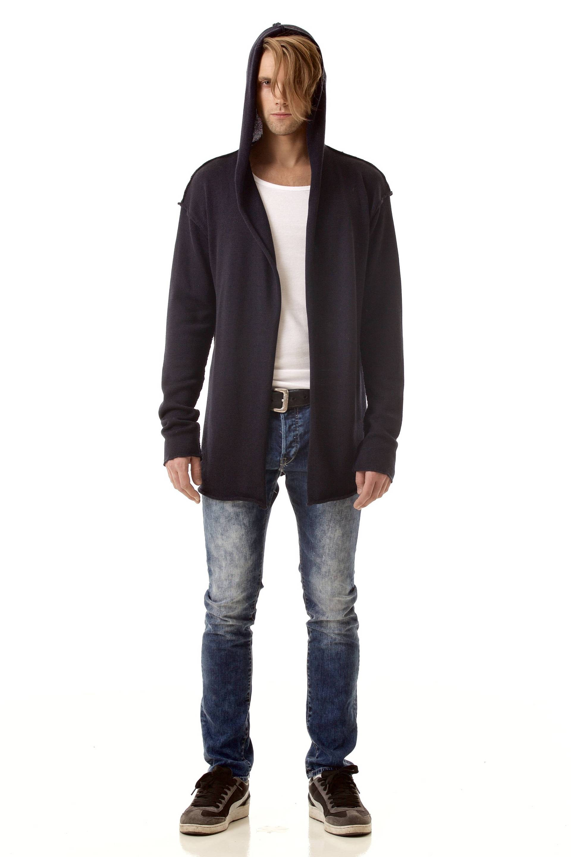 Herren Strickjacke, Schwarze Strickjacke Herren, Mit Kapuze von KristaElsta