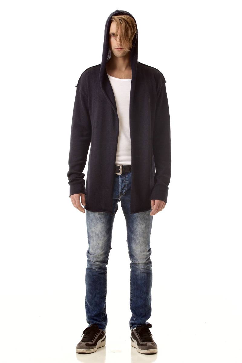 Herren Strickjacke, Schwarze Strickjacke Herren, Mit Kapuze von KristaElsta