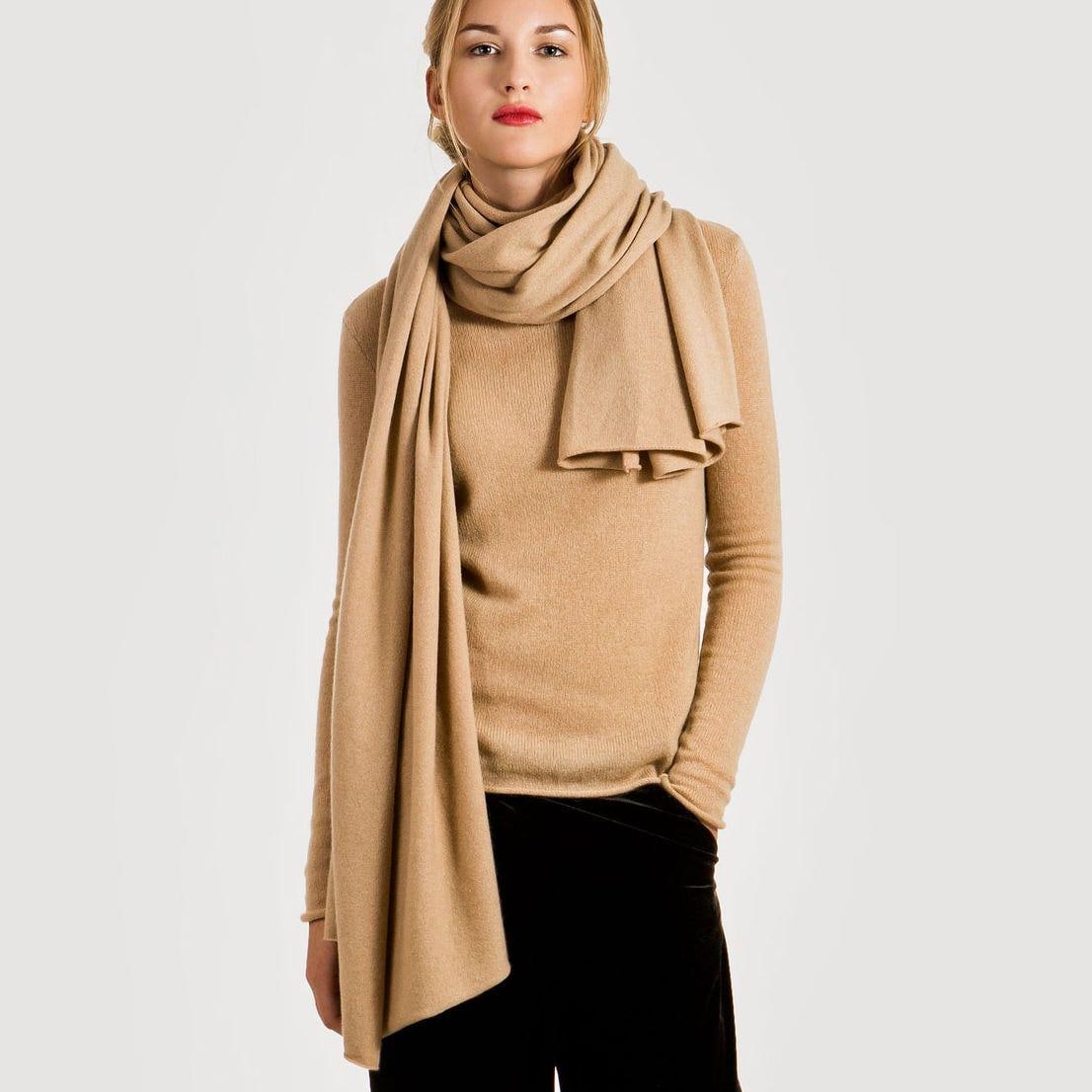 Kaschmir Schal Camel, Oversized Reisetuch Aus Wolle, Weicher Pashmina-Schal, Strick Stola von KristaElsta
