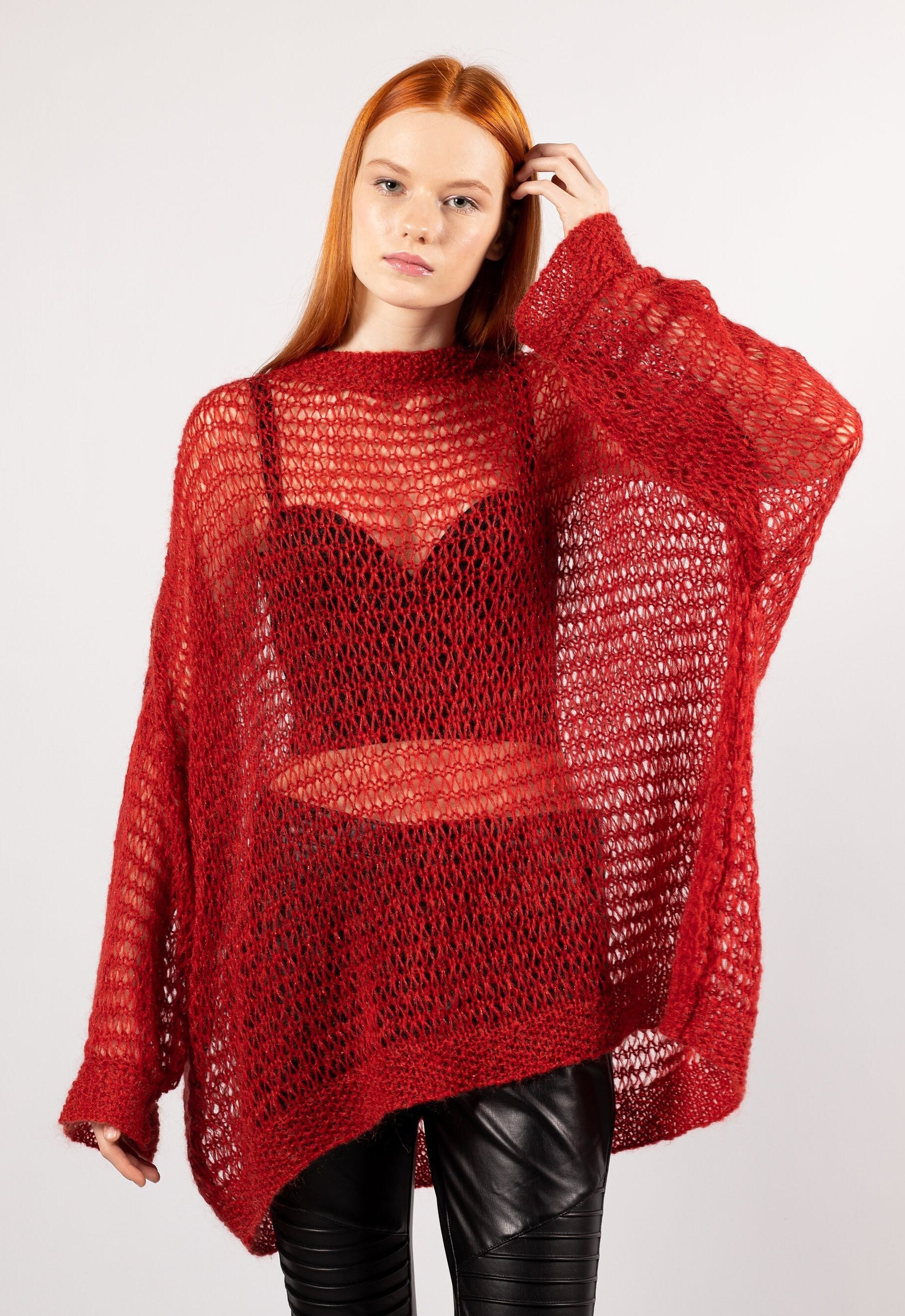 Roter Mohair Tunika Pullover Ida von KristaElsta