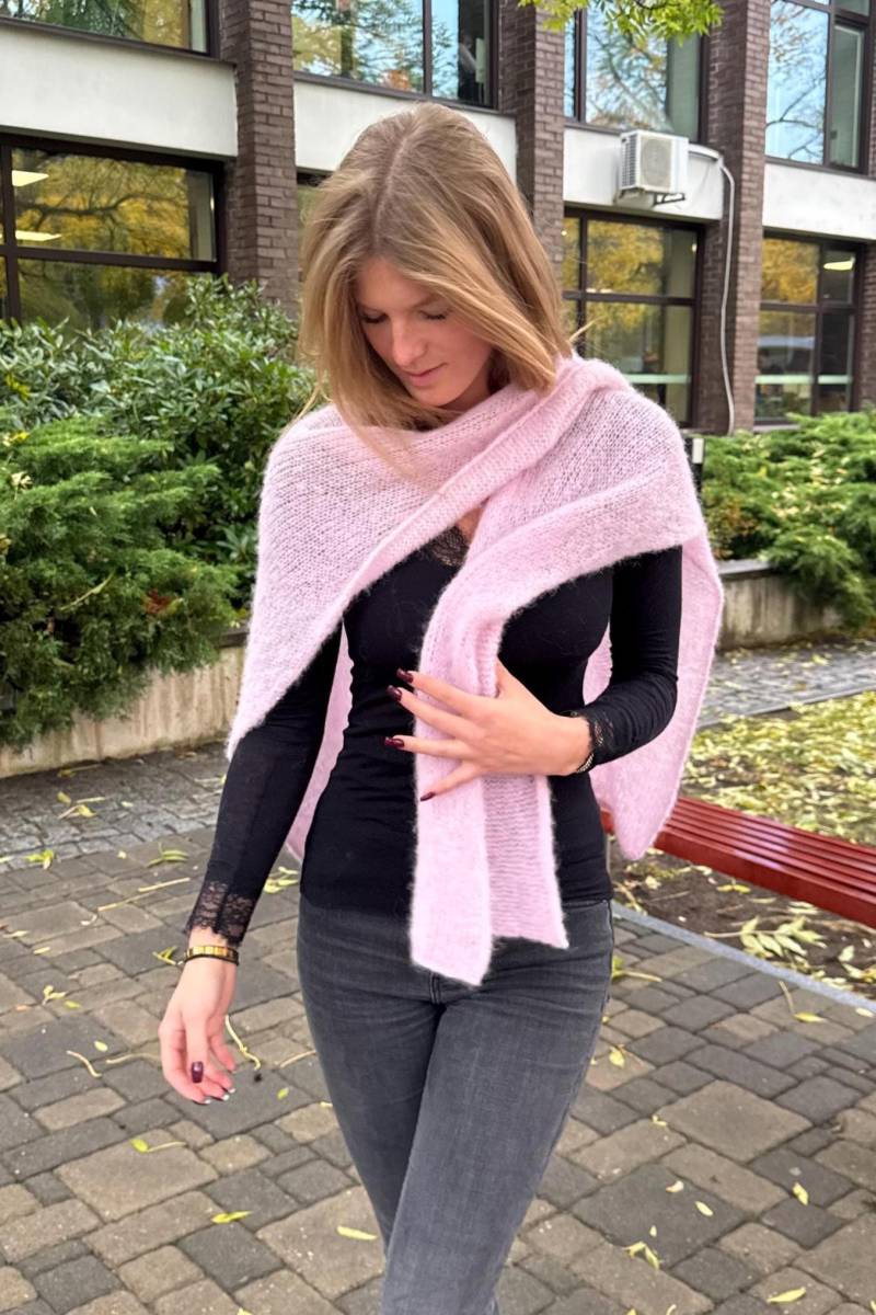 Staubrosa Alpaka-Seiden-Schal, Pullover-Capelet, Blush-Pink Strick-Schulterwärmer, Handgemachtes Geschenk Für Frauen von KristaElsta