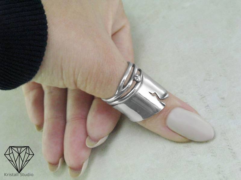Blitz Ring Aus Sterling Silber/Knuckle Phalanx Frauen Breit Breit Band von KristallSilverStudio